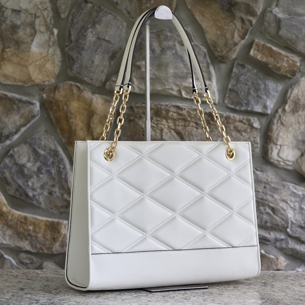 Michael Kors Serena Large White Shoulder Tote Bag - Picture 3 of 7
